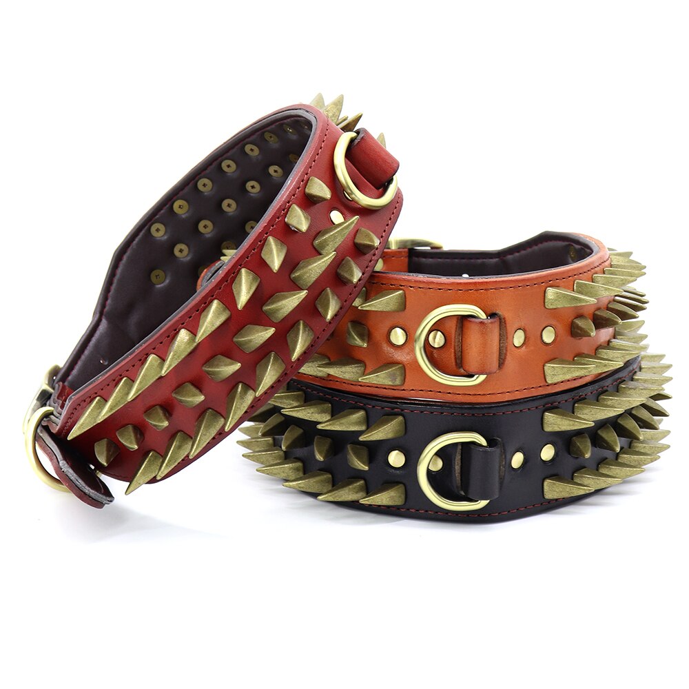 Coleira Spiked Couro