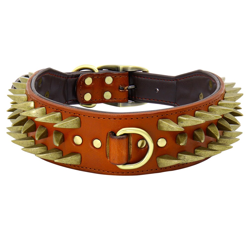 Coleira Spiked Couro