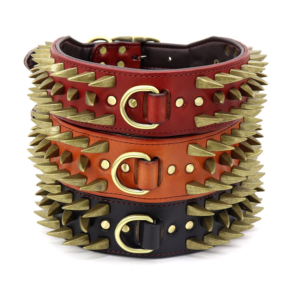 Coleira Spiked Couro