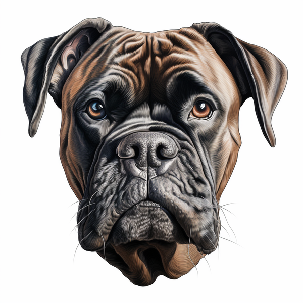 Ilustração realista do rosto de um boxer tigrado