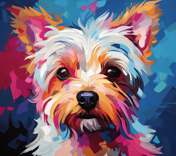 Ilustração colorida em estilo pop art de yorkshire terrier