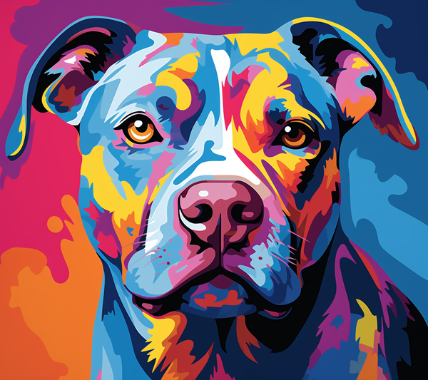 Pintura colorida em estilo pop art de american staffordshire