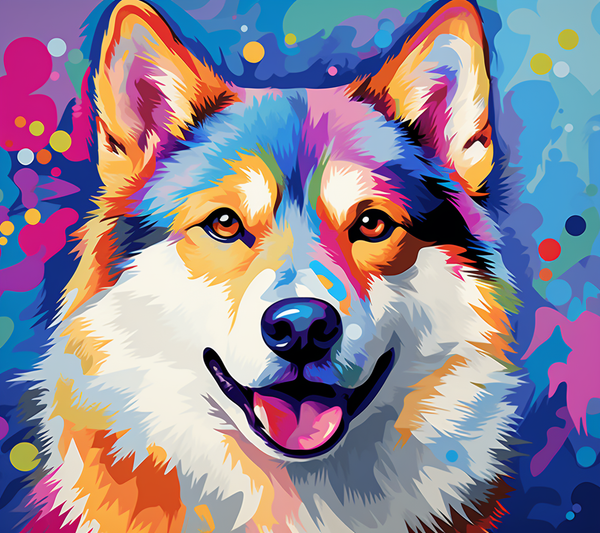 Pintura colorida em estilo pop art de akita