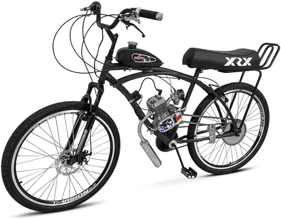 Bicicleta preta com kit de motor instalado