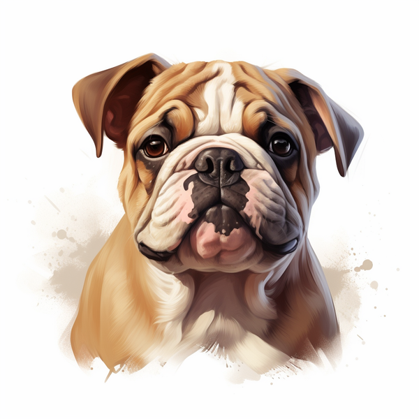 Ilustração em aquarela de bulldog inglês