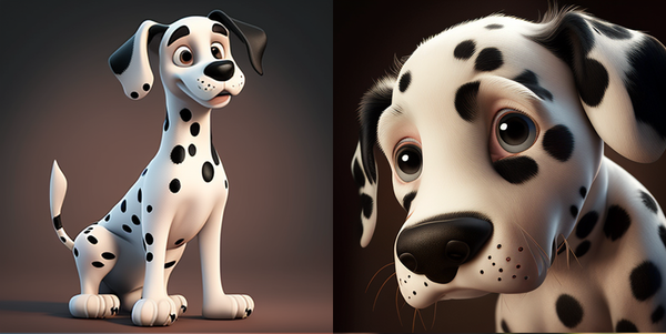 Duas ilustrações 3D de filhote de dálmata