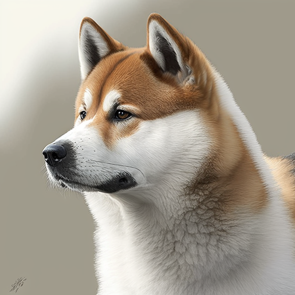 Retrato de akita de perfil em fundo claro
