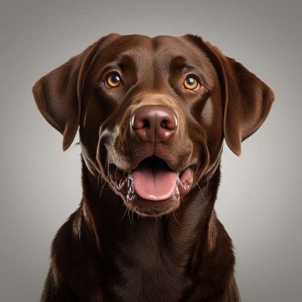 Retrato de labrador chocolate sorrindo