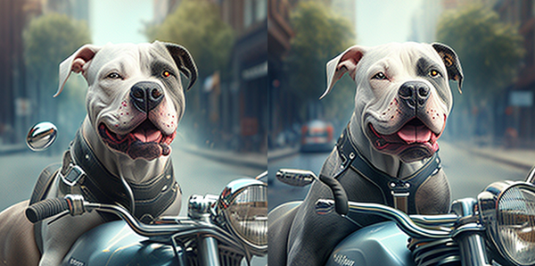 Ilustração de dogo argentino pilotando moto