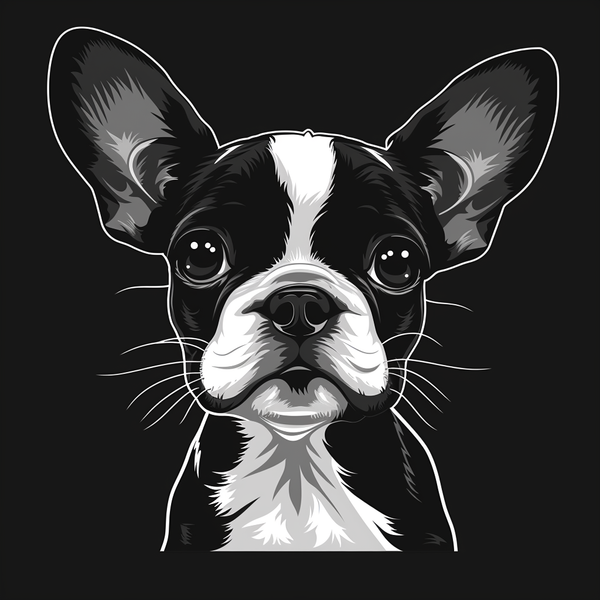 Ilustração de boston terrier em fundo preto
