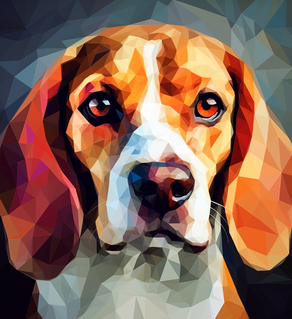 Ilustração geométrica de beagle em estilo low poly
