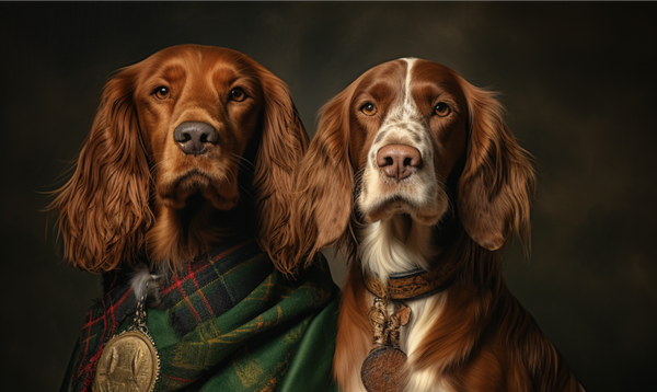 Pintura de dois setters irlandeses