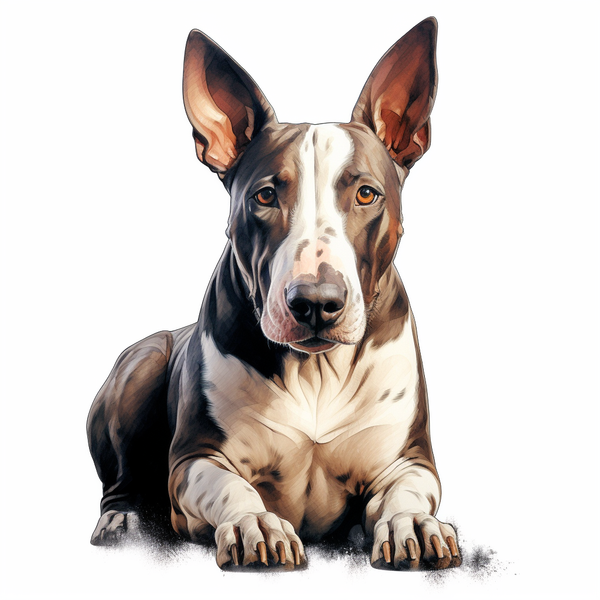 Ilustração de bull terrier tigrado deitado