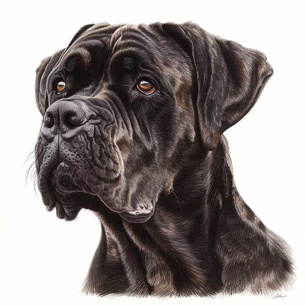 Ilustração realista de cane corso preto